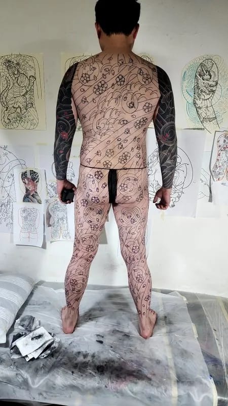사쿠라후부키 전신, 무네와리, 대구타투, 대구이레즈미, 대구타투잘하는곳, 대구이레즈미잘하는곳, 사쿠라후부키
