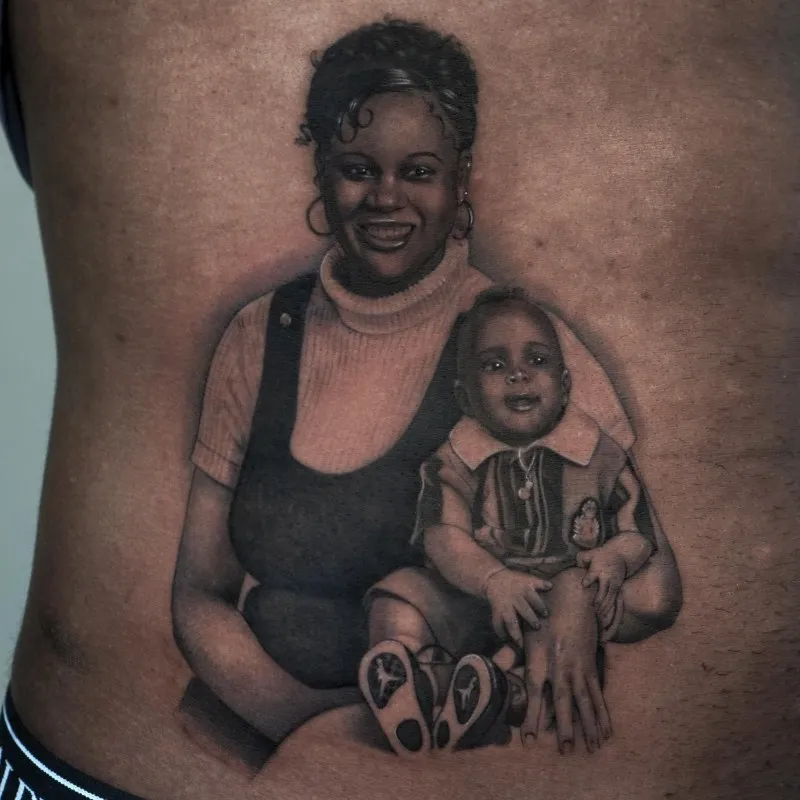 가족 사진타투 인물타투