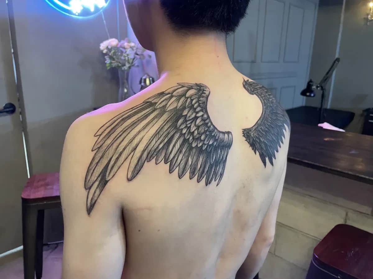 등 날개 타투 천사와 악마의 대비가 돋보이는 타투 후기(ft. 강북구, 도봉구, 노원구 문신 유명한 곳)