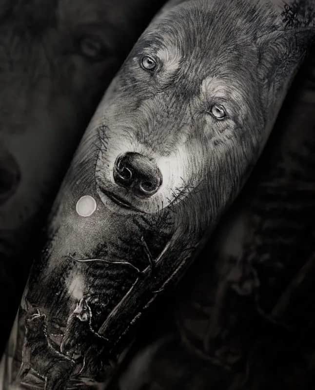 부산타투 서면타투 블랙엔그레이 늑대타투