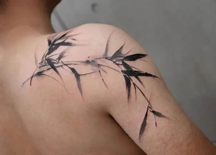 대나무 수묵화 타투