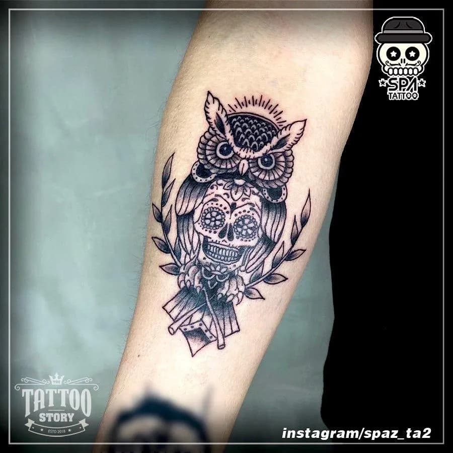 올드스쿨 부엉이 타투 - 1