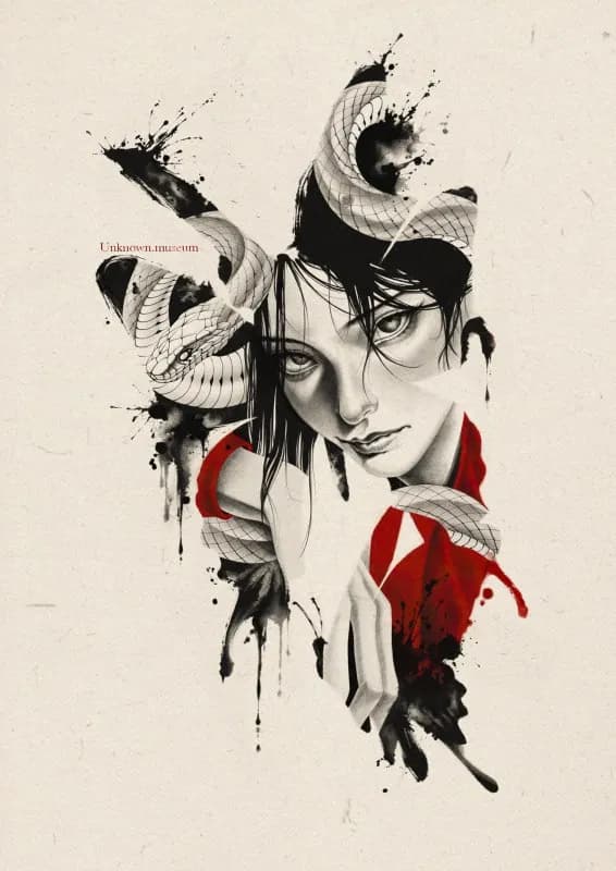 뱀타투, 나비타투, 여자타투, 게이샤, 동양화타투, 오리엔탈타투 - 1