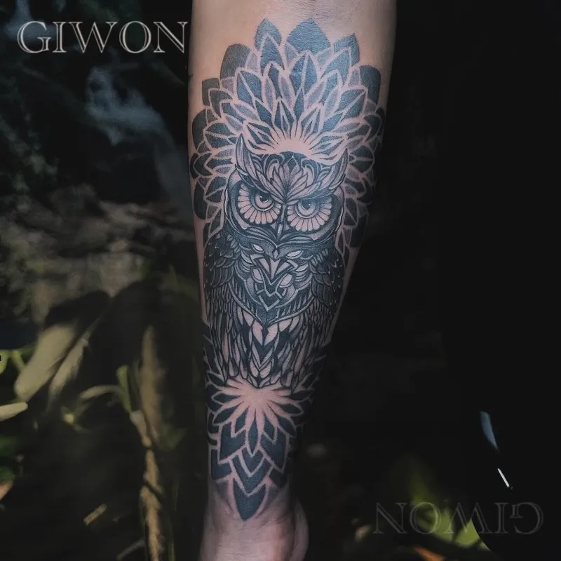 부엉이 타투 만다라타투 창원타투