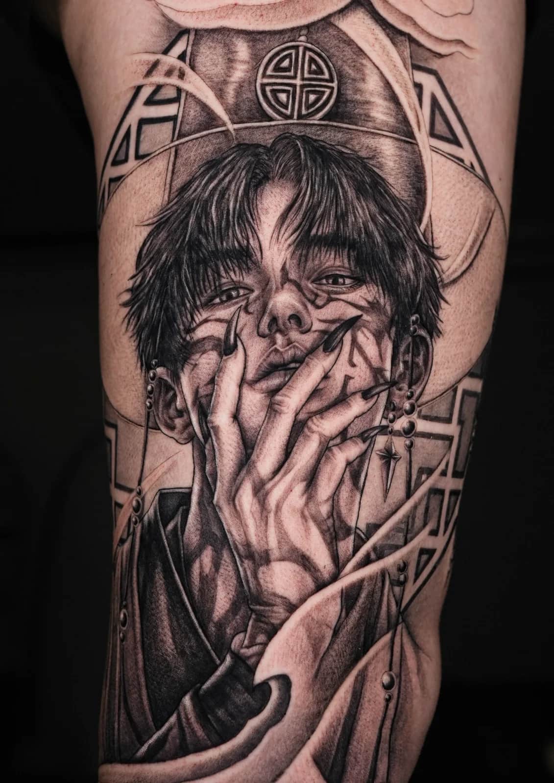 케이팝데몬헌터스 진우 허벅지 뉴재패니즈 스타일 인천타투