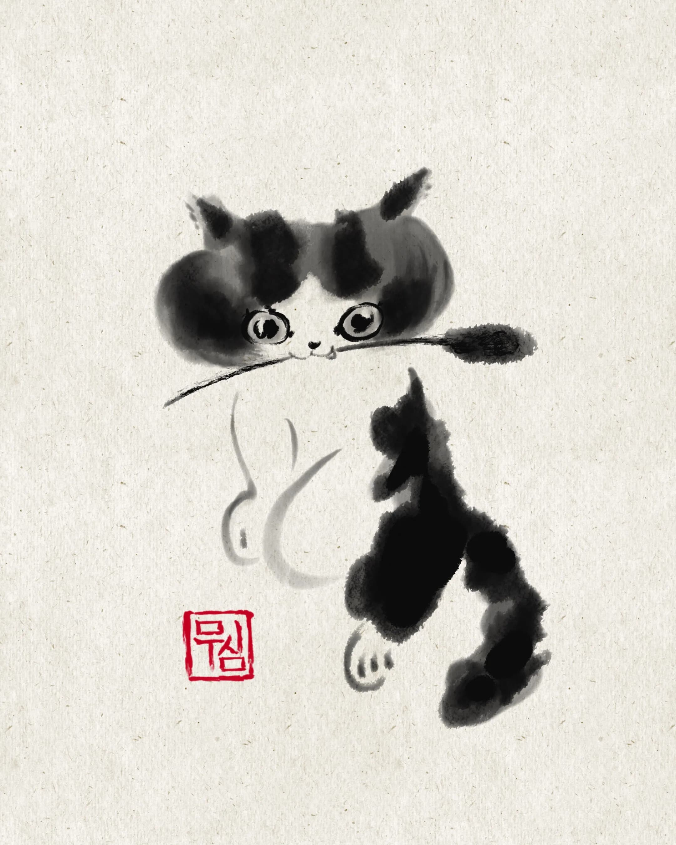 무심 오리엔탈 작은 고양이