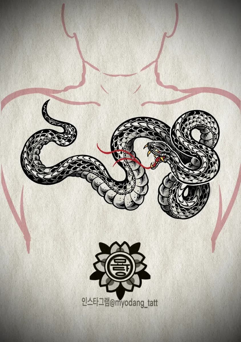 묘당타투 뱀 - 1
