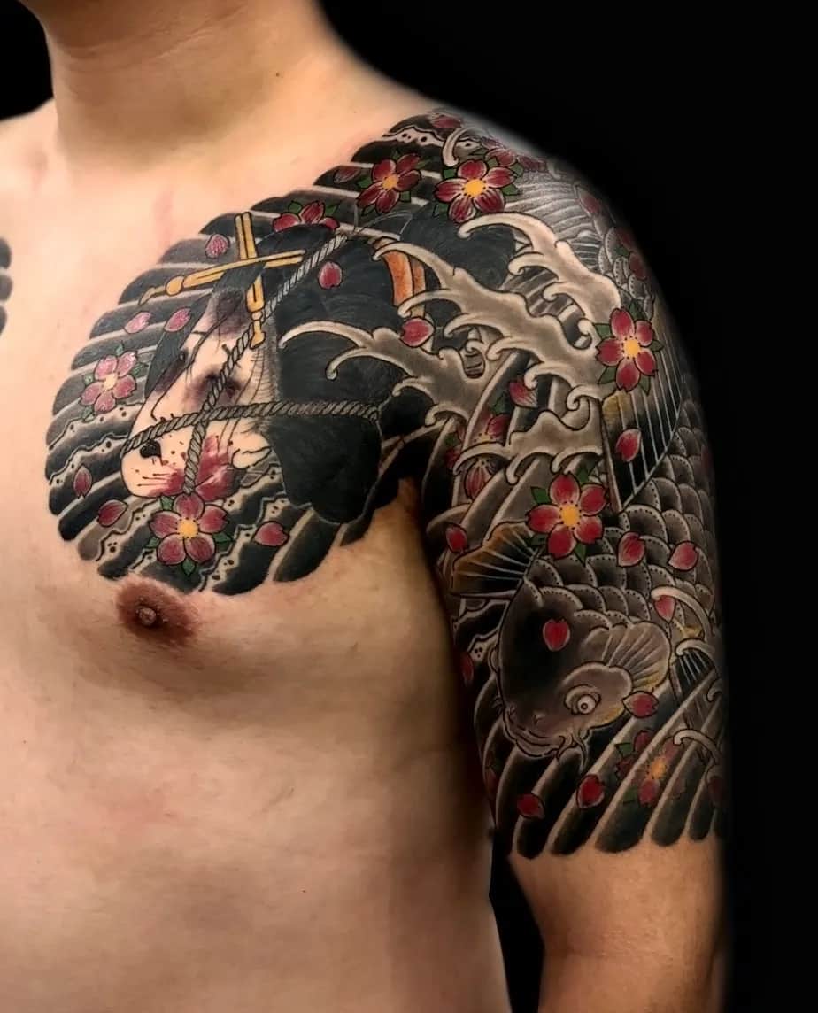 노잔디 타투 - 가슴 반팔 이레즈미