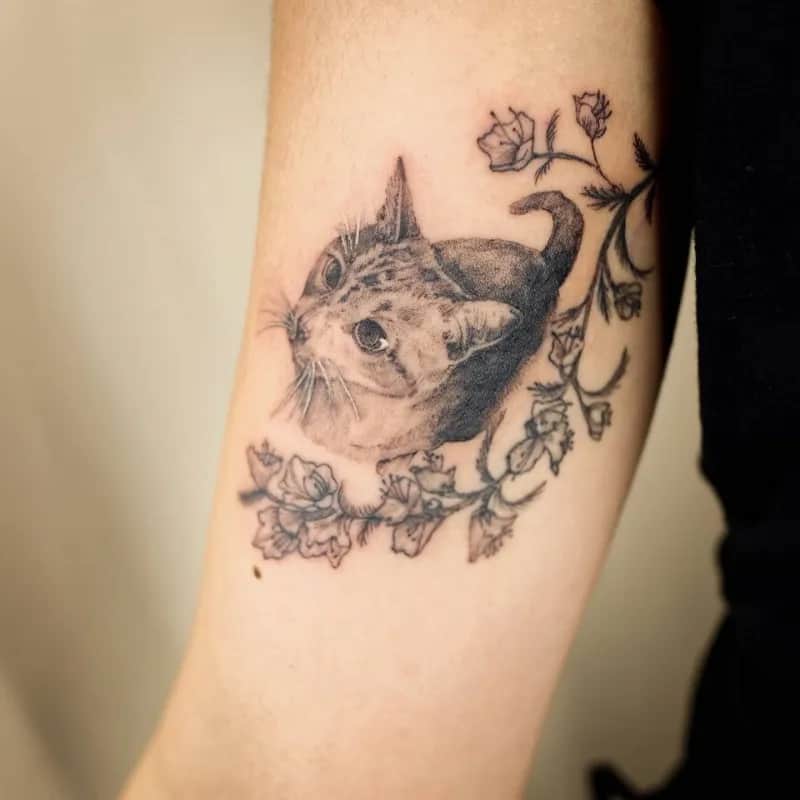 커버업 고양이타투 팔타투 tattooist_petal