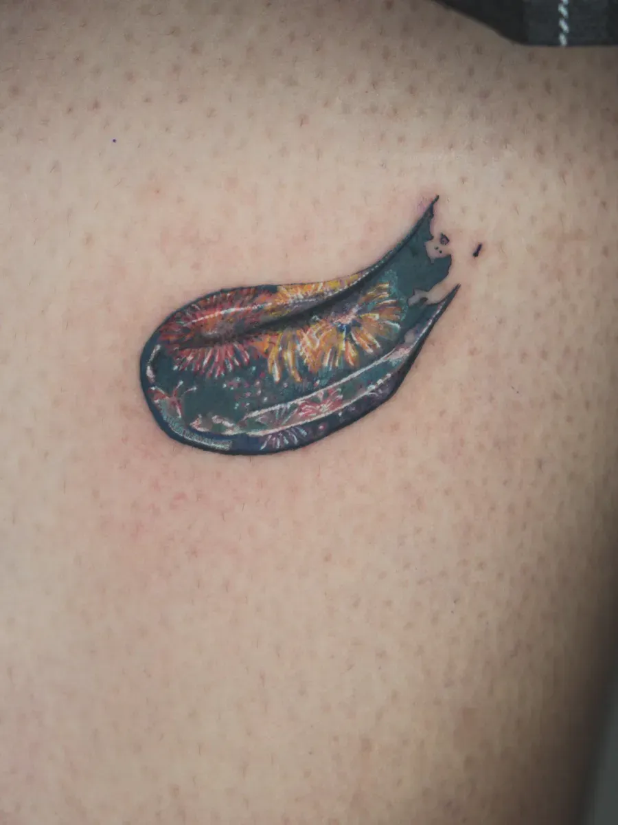 물감타투 불꽃놀이타투 풍경타투