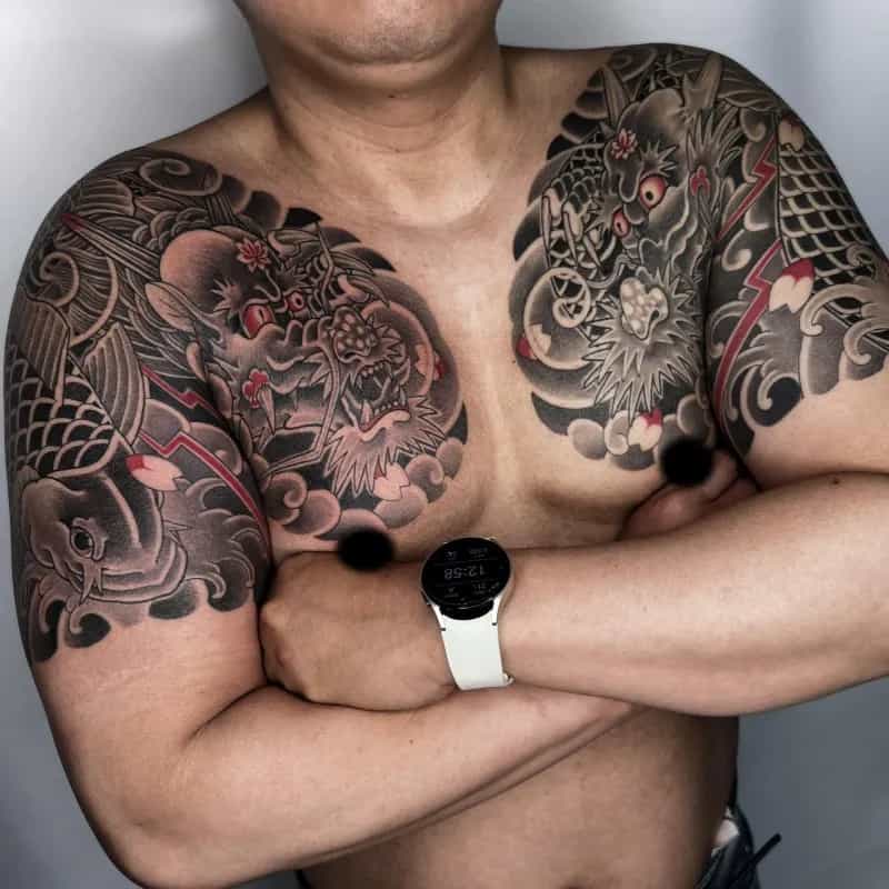 이레즈미 가슴반팔 용타투 잉어타투 부천타투 인천타투 시흥타투 제로타투