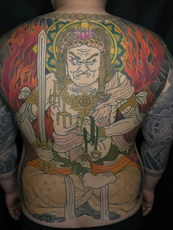 부동명왕타투 등판타투