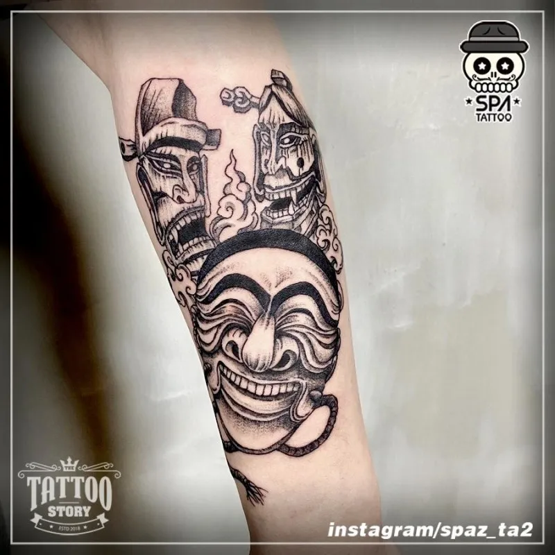 한국 전통 하회탈 장승 타투 - 1
