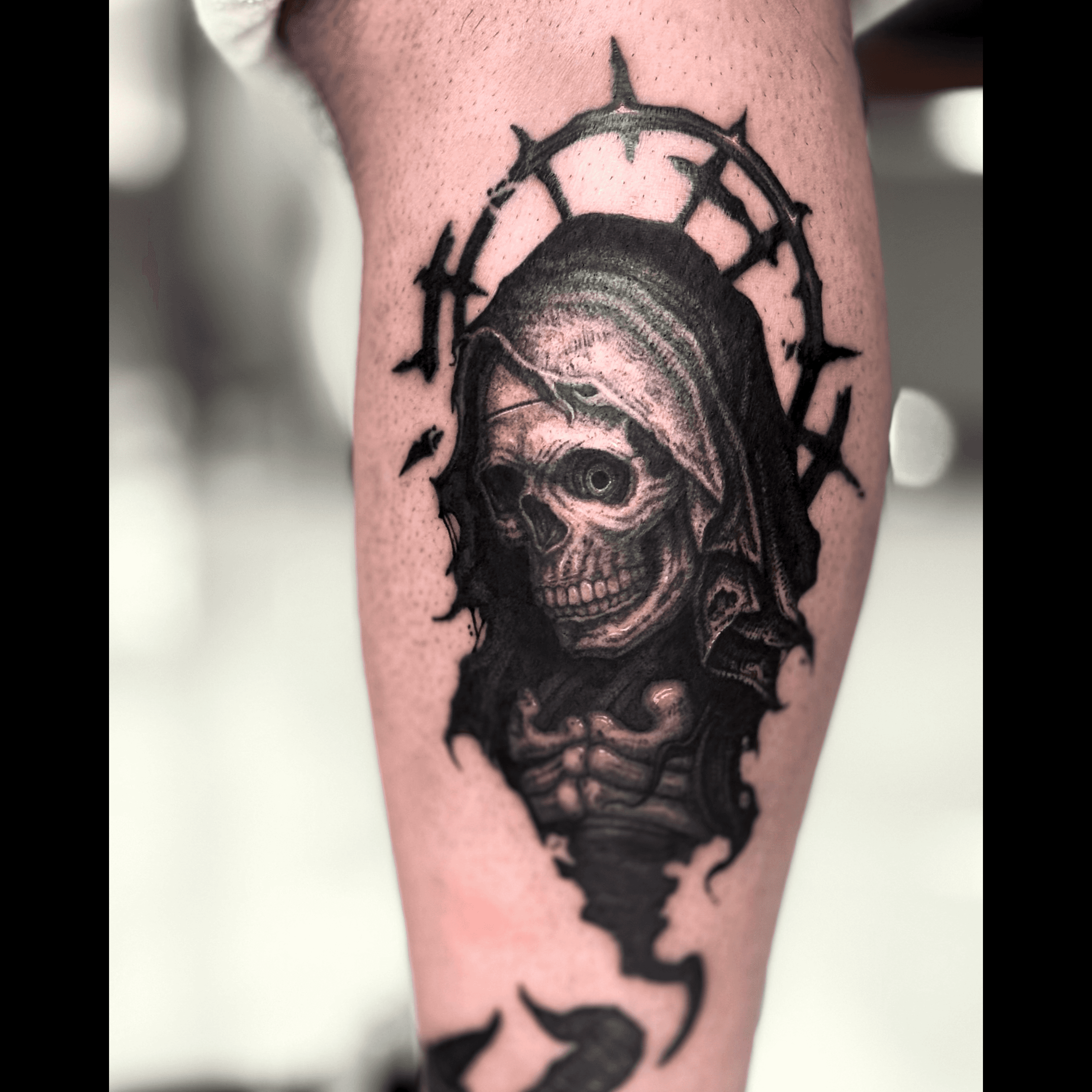 사신 해골 타투