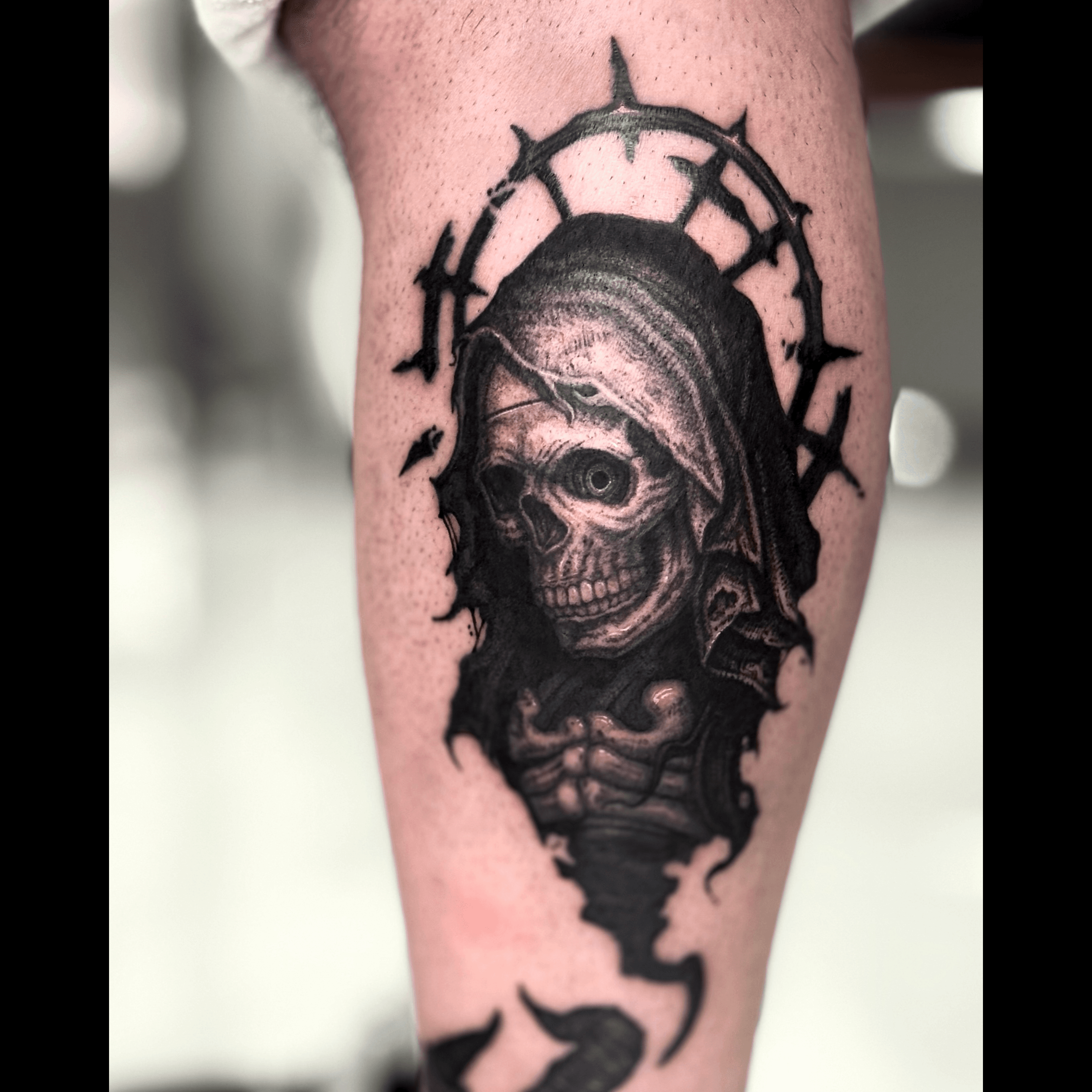 사신 해골 타투