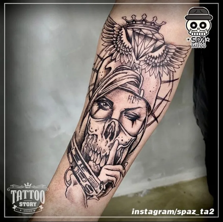 치카노 여자 갱 타투 - 1