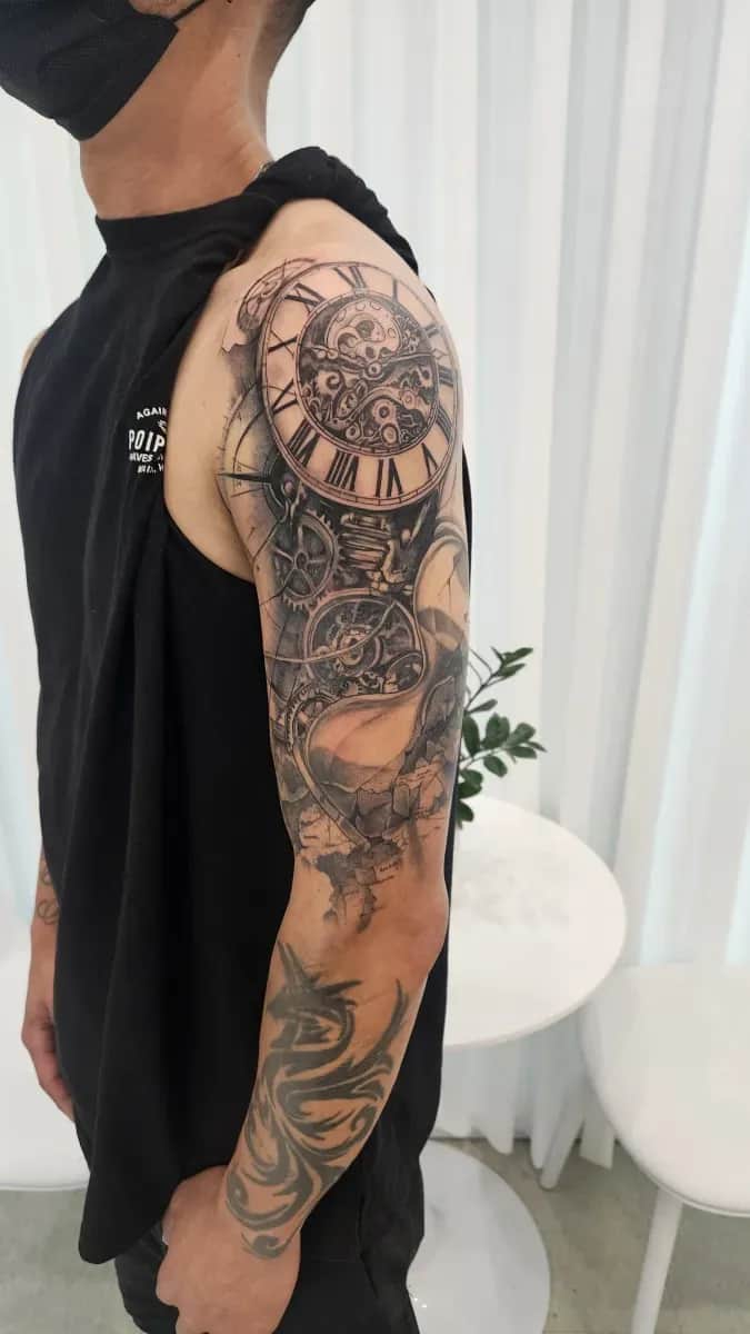 시계 & 지도 타투