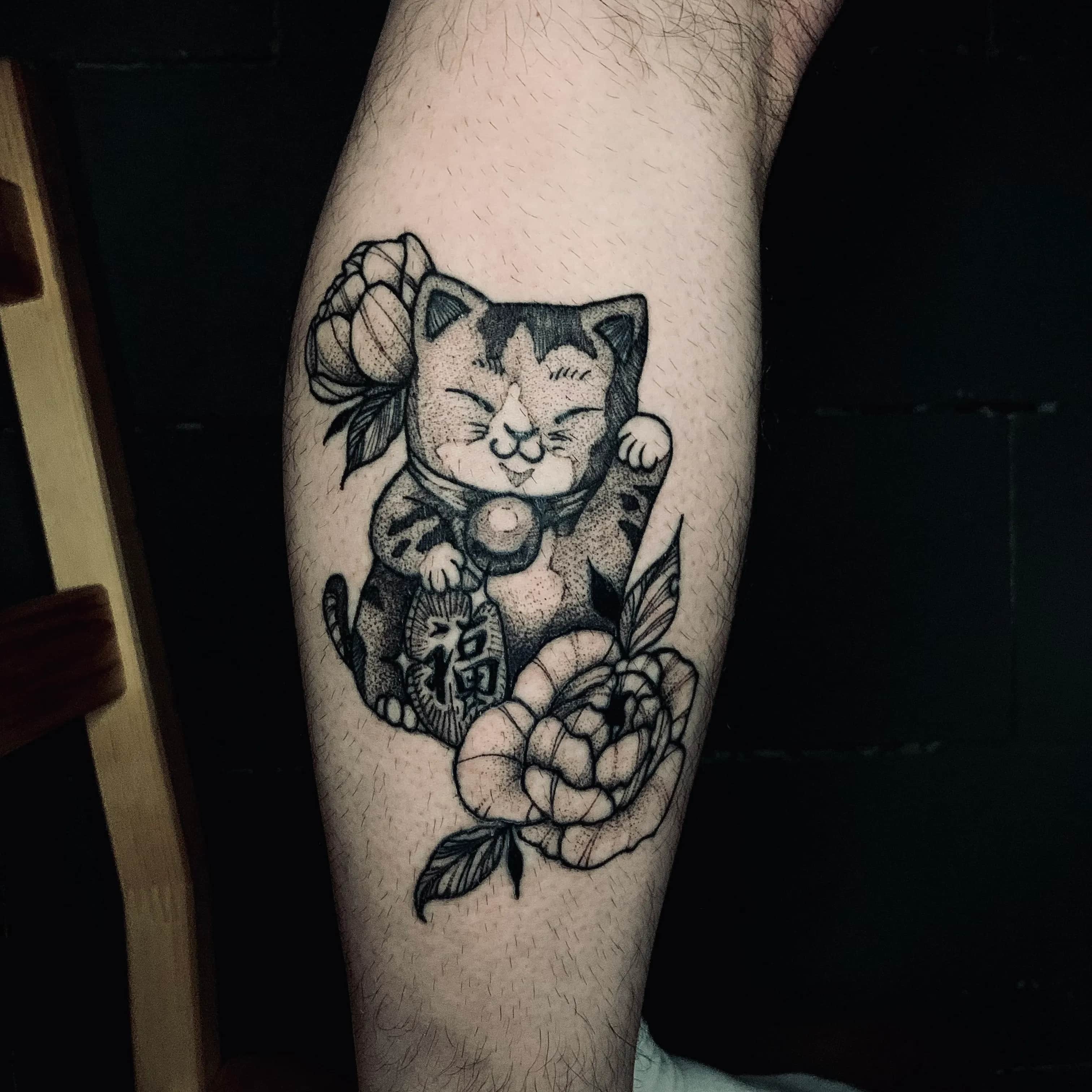 (인천타투/구월동타투)반려묘 마네키네코 타투