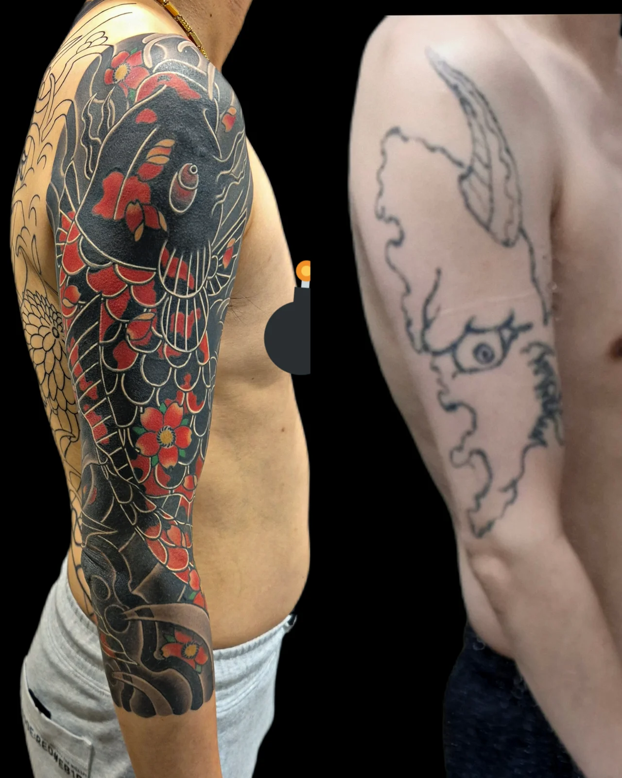 팔 (칠부) 커버업 완성. 대구이레즈미, 대구 커버업타투, 잉어타투, koifishtattoo.