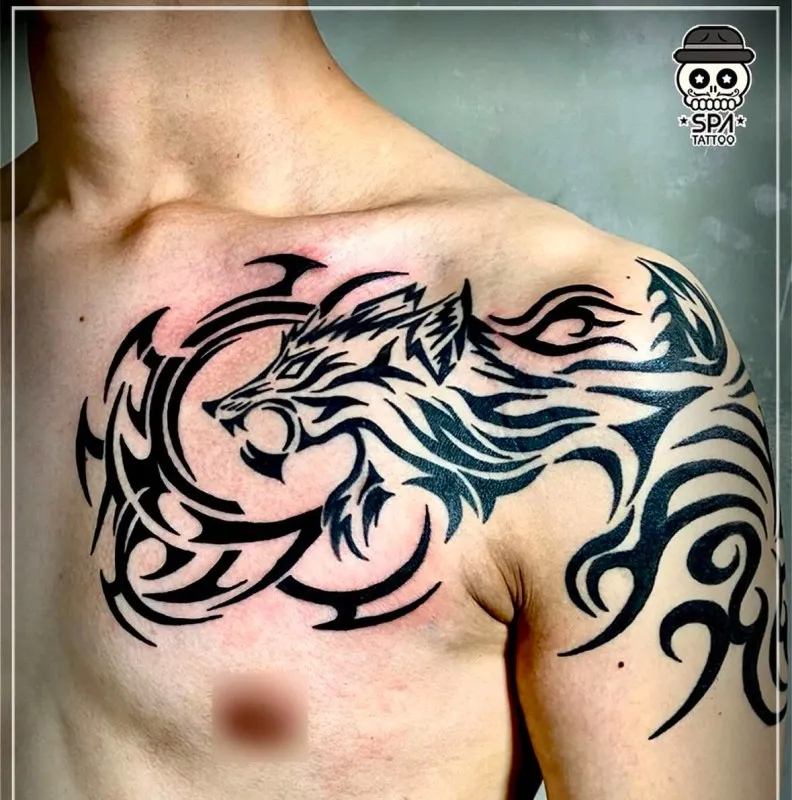 트라이벌 늑대 가슴반팔 - 1