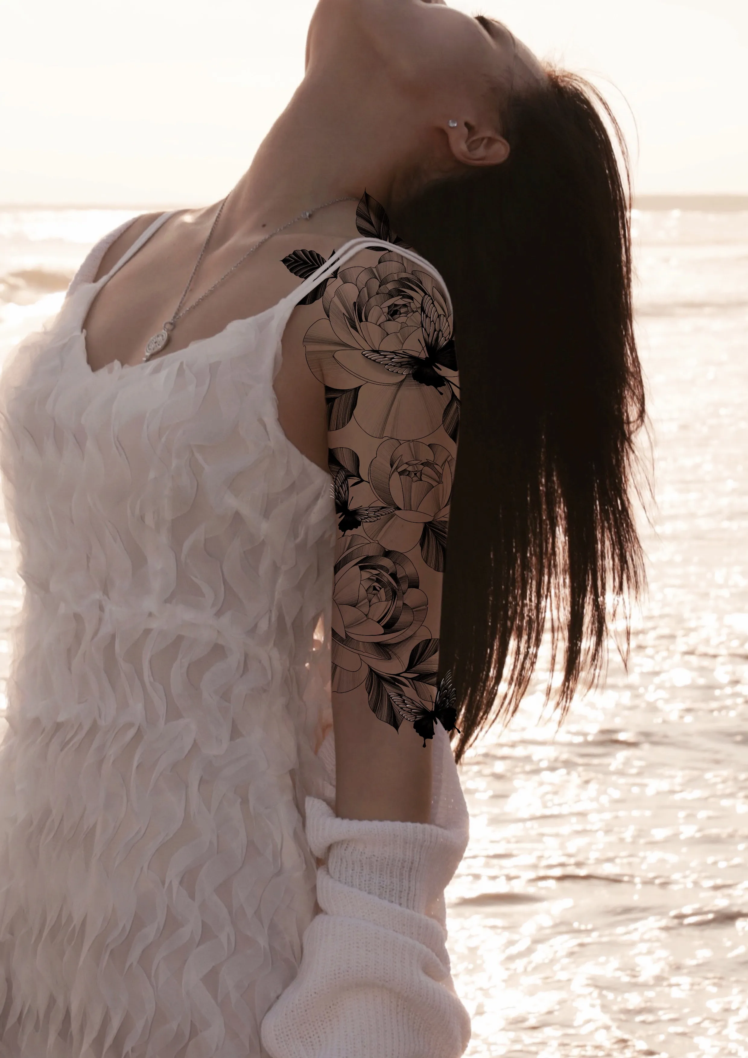 나비 꽃 타투 도안