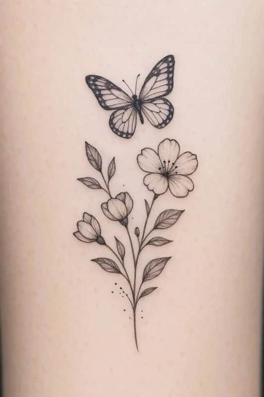 꽃 타투(라인워크)