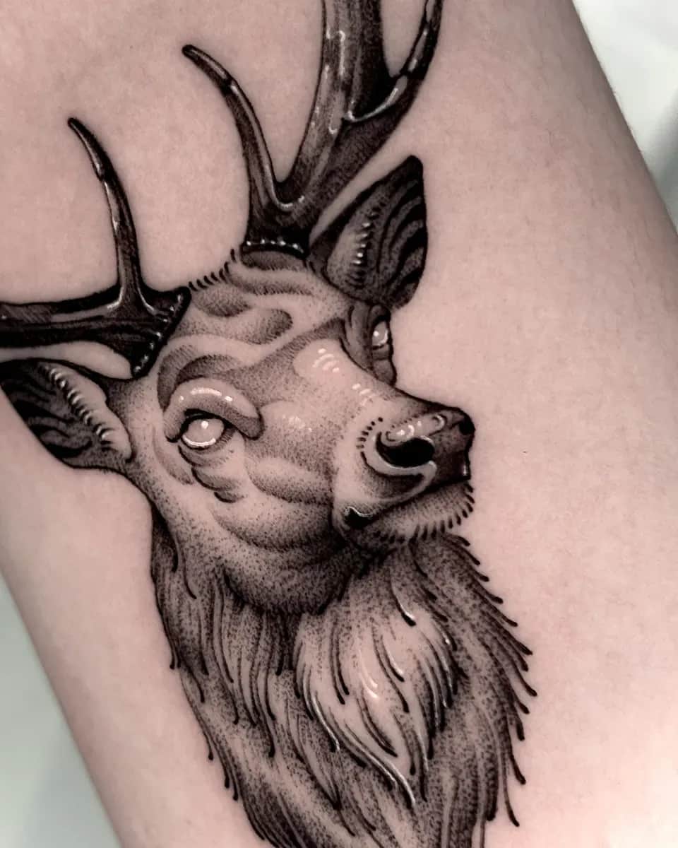 사슴 블랙워크 타투