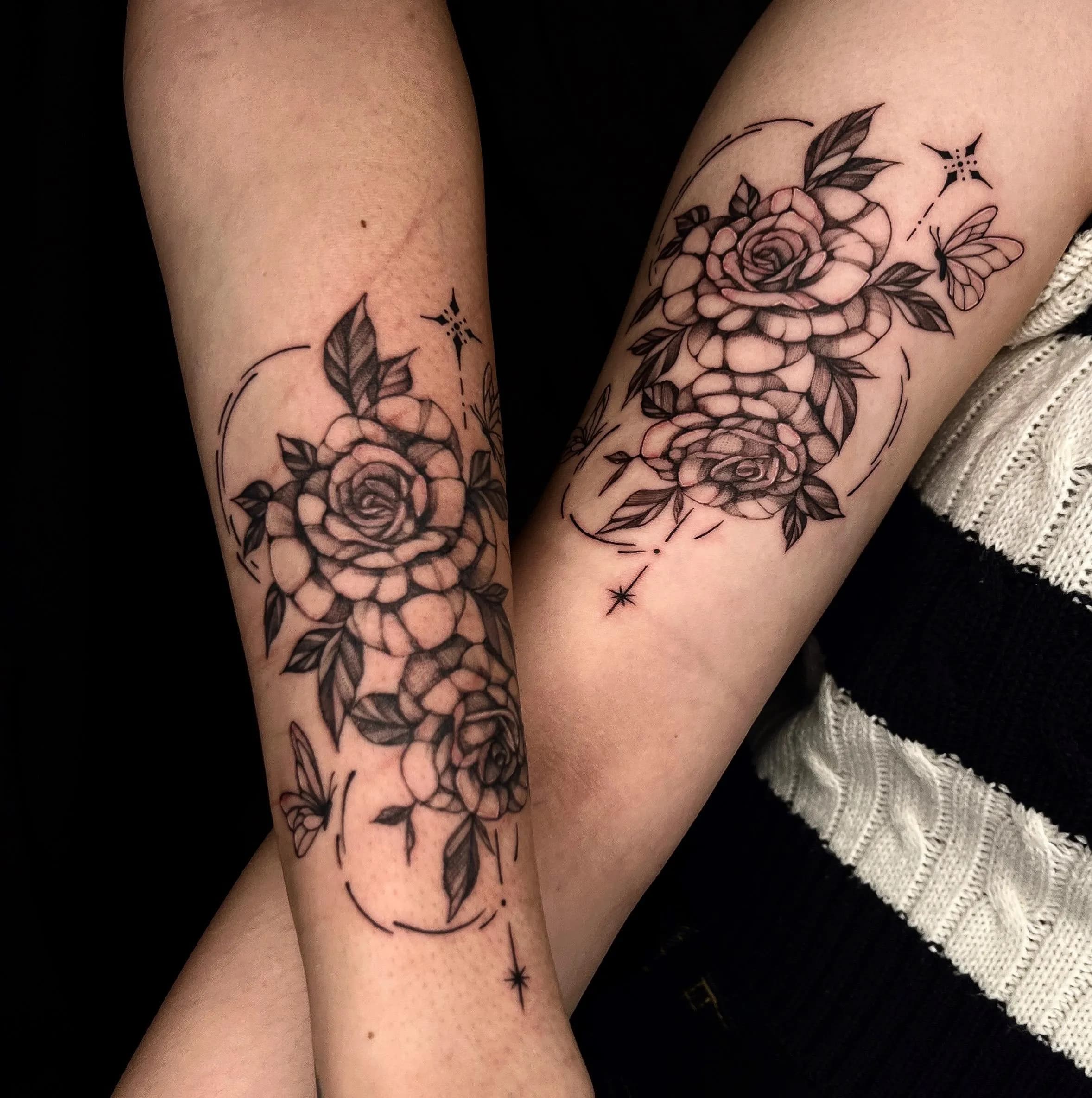 정국 팔 타투 꽃타투 장미타투 - 1