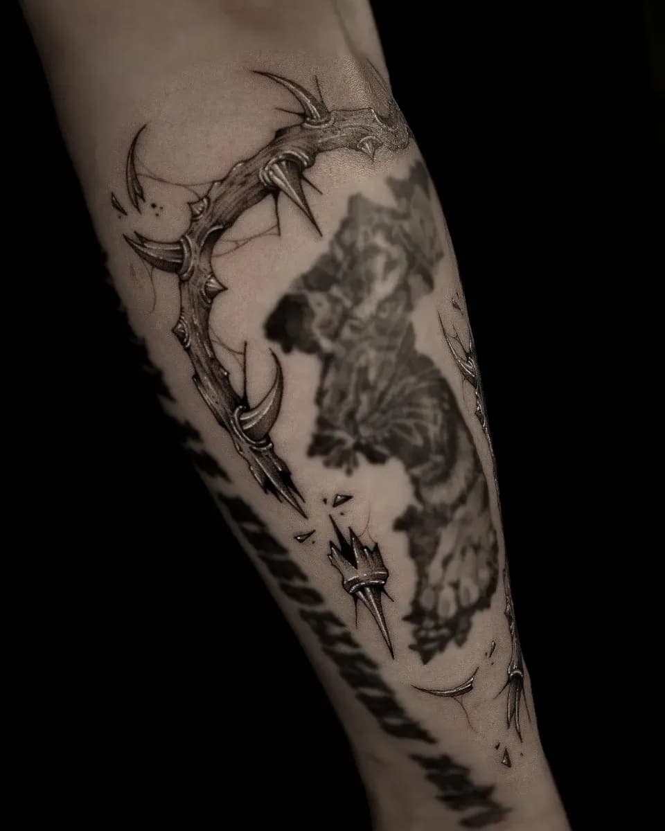 빈공간 가시 블랙워크 타투 - 1