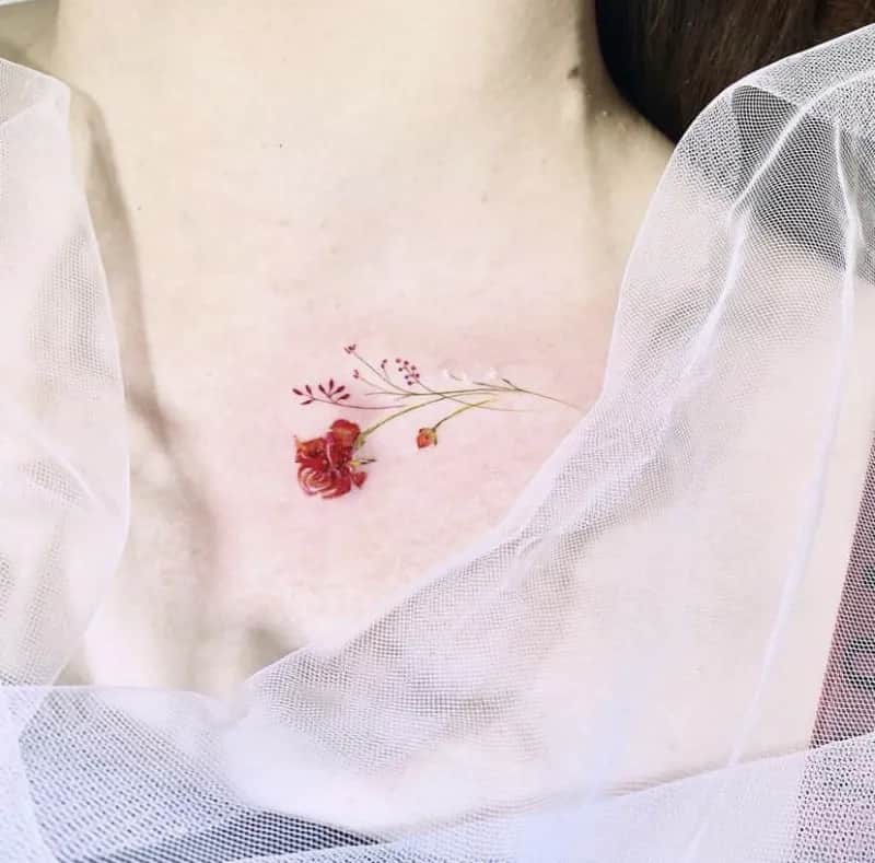 부산타투 서면타투 쇄골타투 꽃타투 감성타투 미니타투