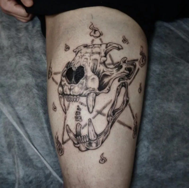 주술 해골 허벅지