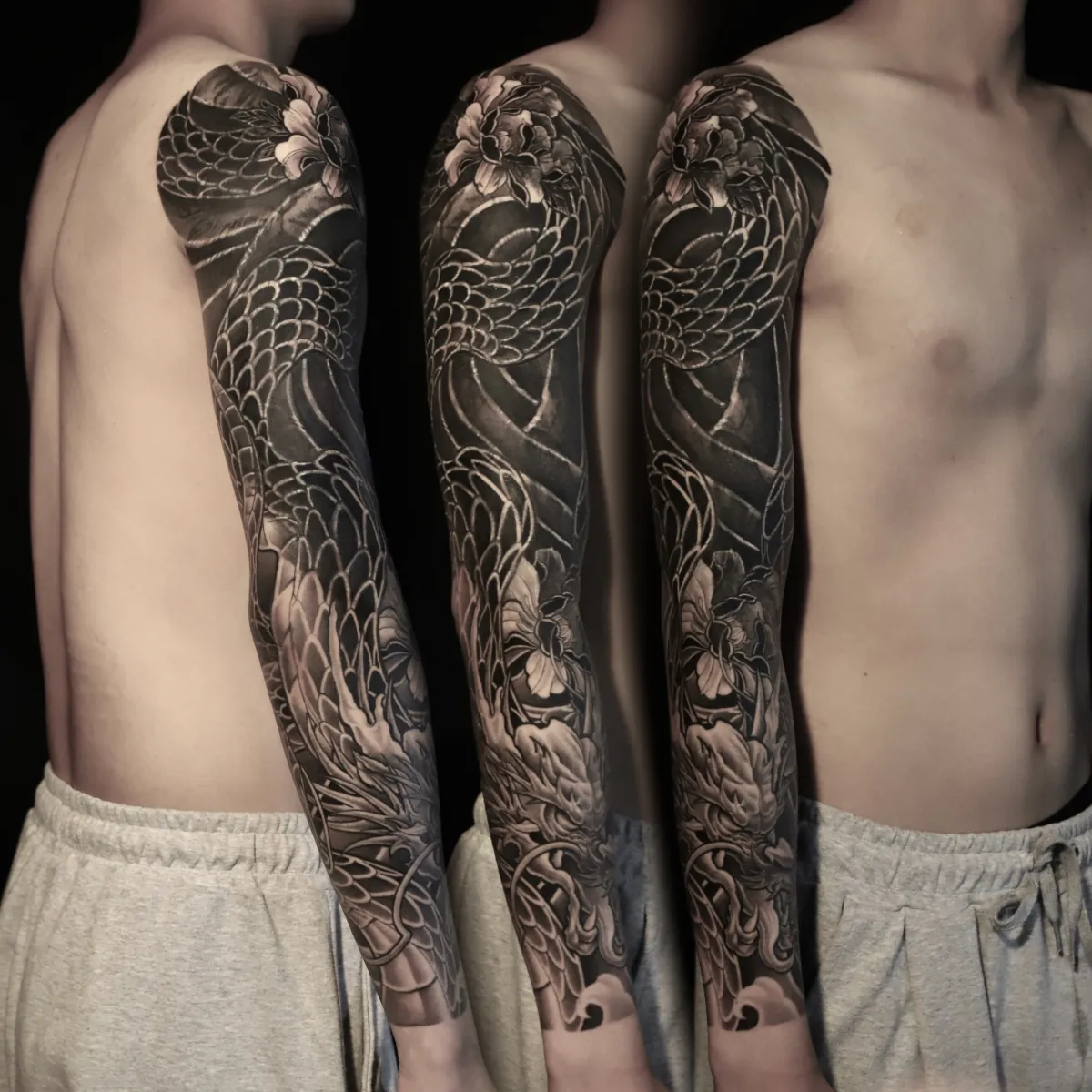 용 목단 긴팔 커버업