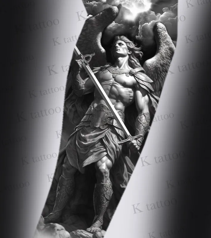 사자와 석고상 타투 도안