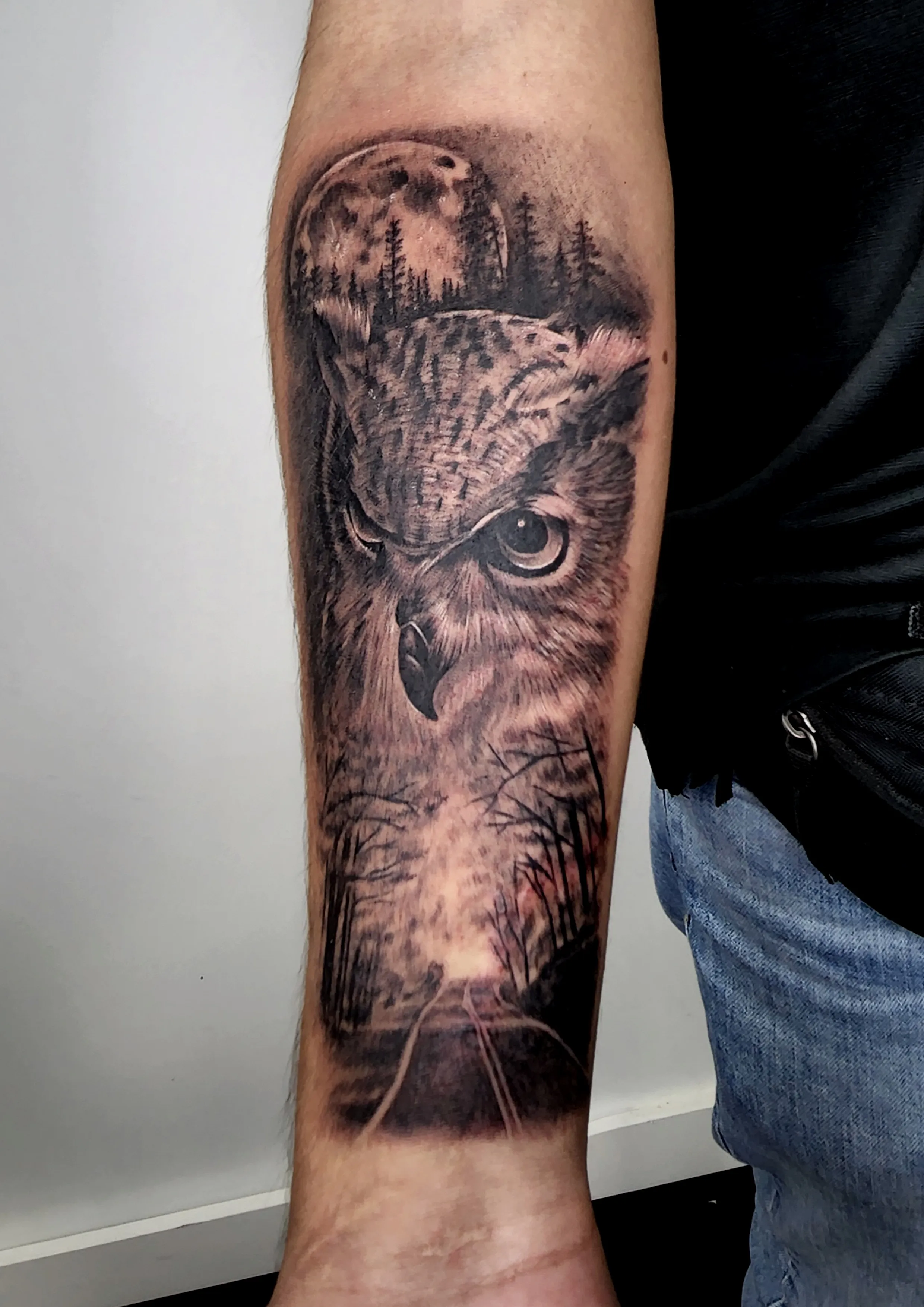 상처커버업 부엉이 블랙앤그레이