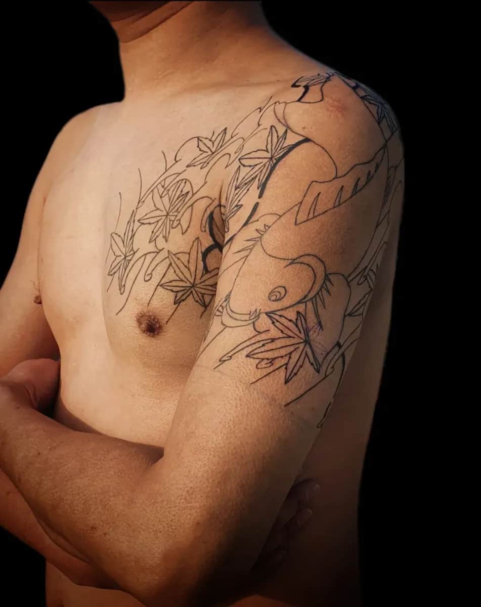 가슴반팔 잉어타투