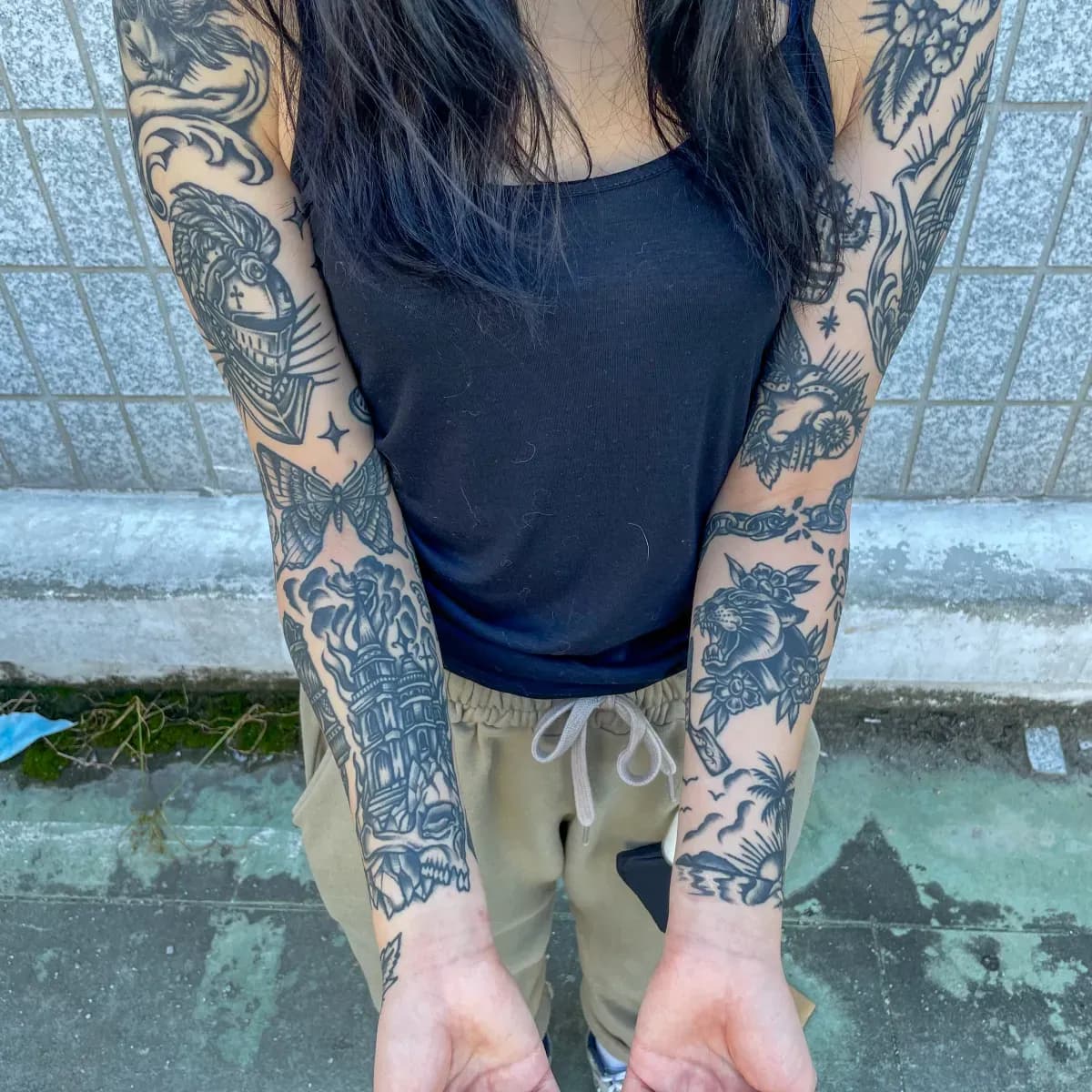 블랙스쿨 긴팔 양쪽