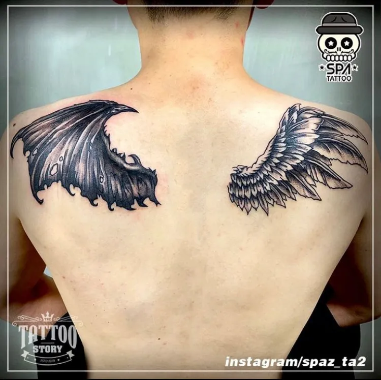등 천사 악마 날개 타투 - 1
