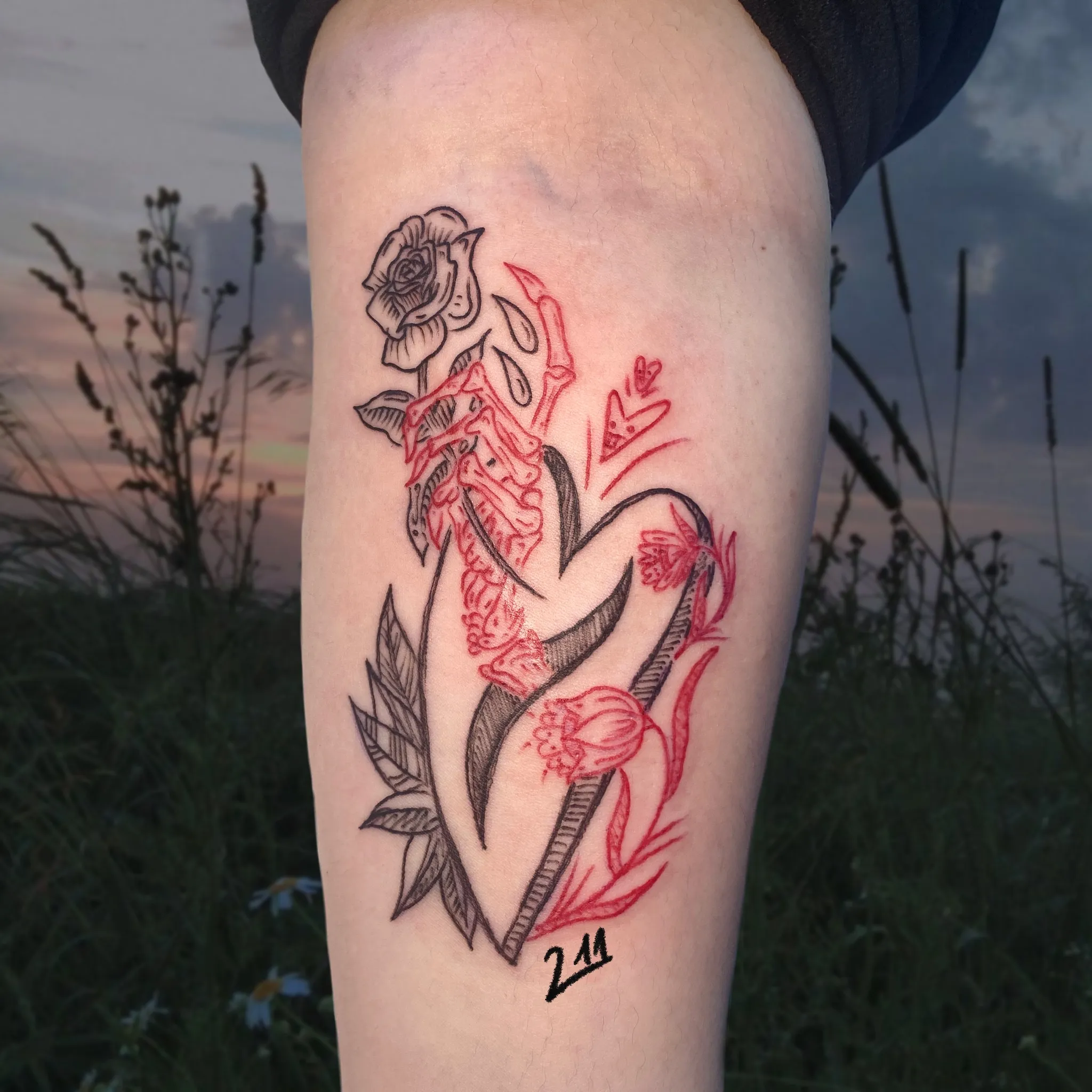 하트 꽃 타투 - 1