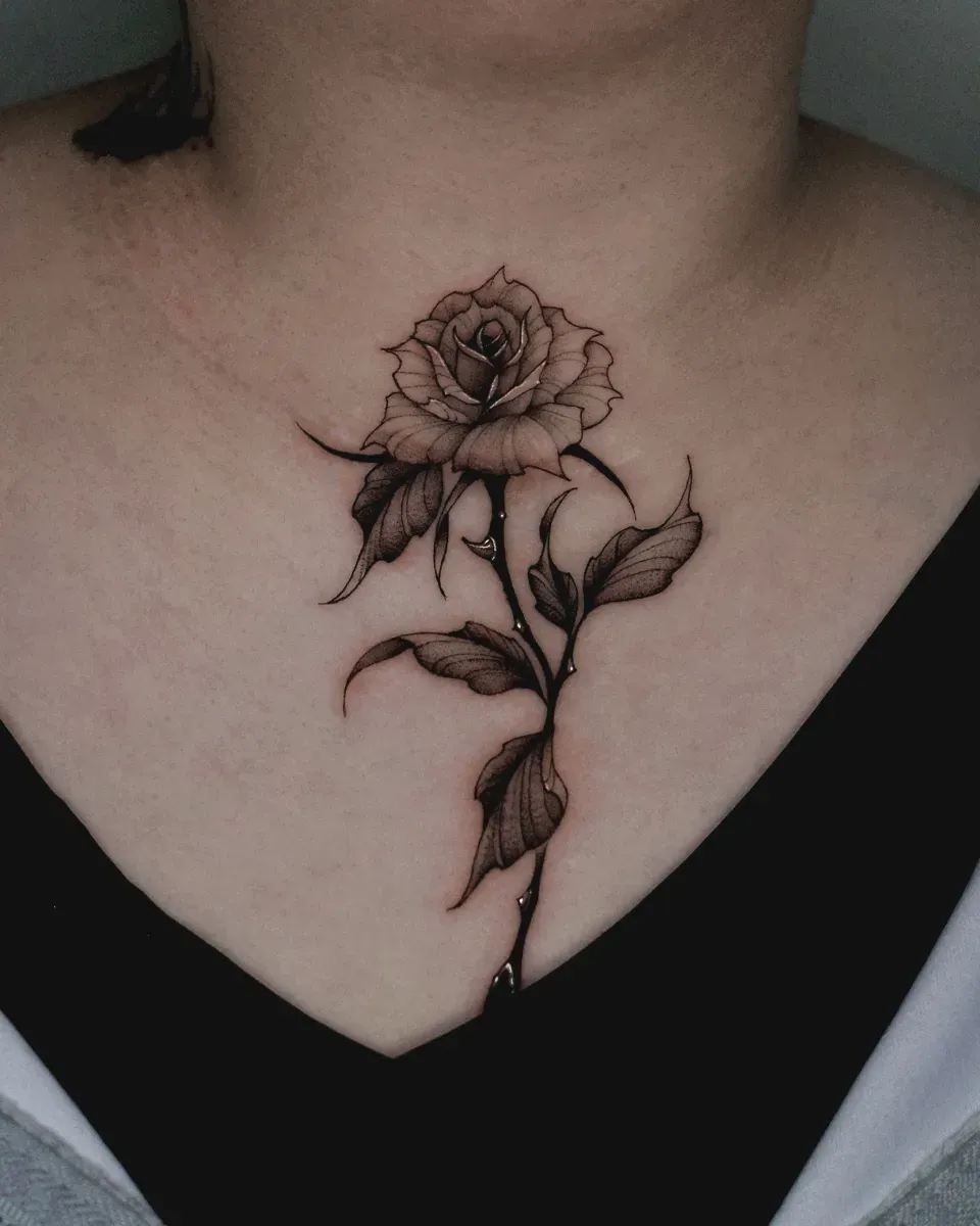 장미 흉터커버 블랙워크 타투 - 1