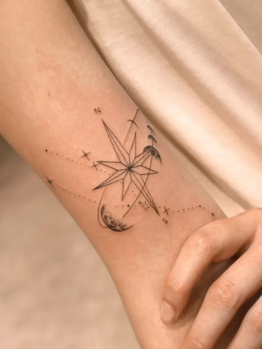 나만의 별자리 나침반 타투✨🤍 우주, 행성, 달 - 1