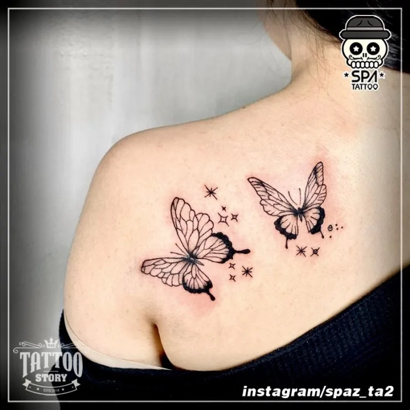 나비 두마리 타투 - 1