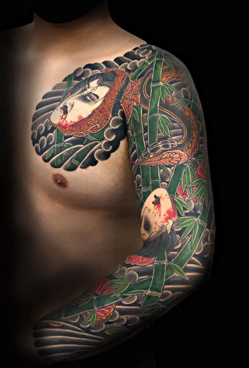 노잔디 타투 - 가슴 긴팔 이레즈미