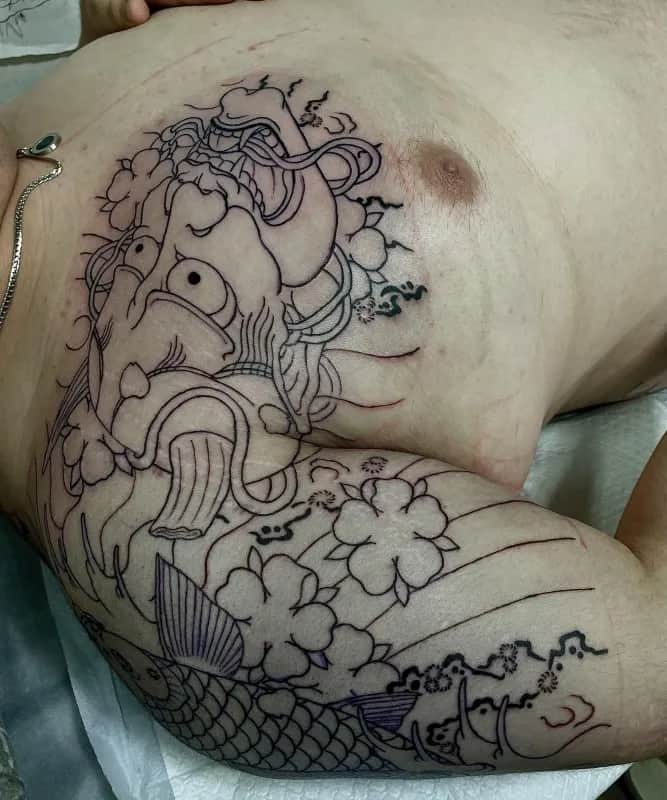 한야 가슴 반팔 라인 작업