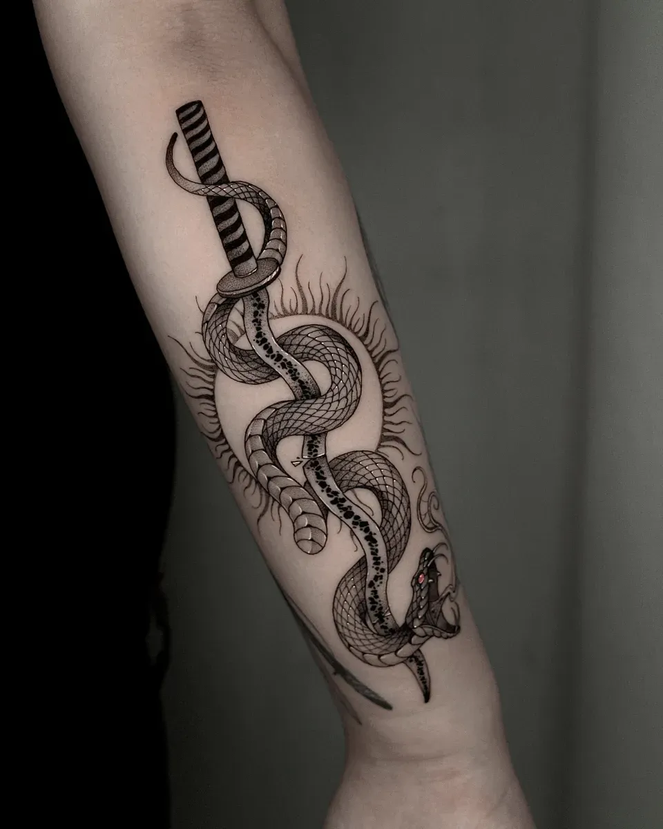 뱀 칼 블랙워크 애니타투 - 1