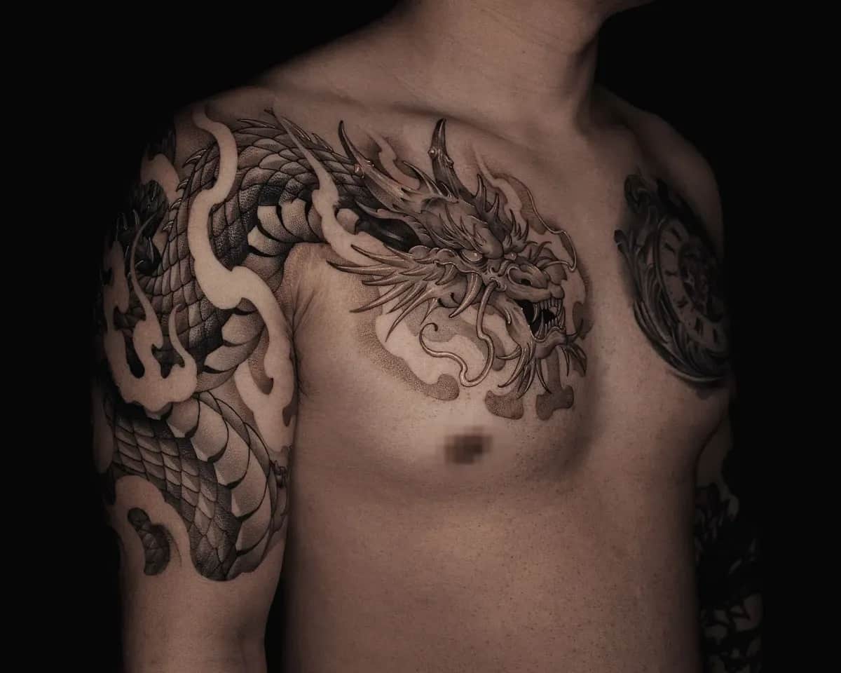 용 블랙워크 가슴반팔 타투