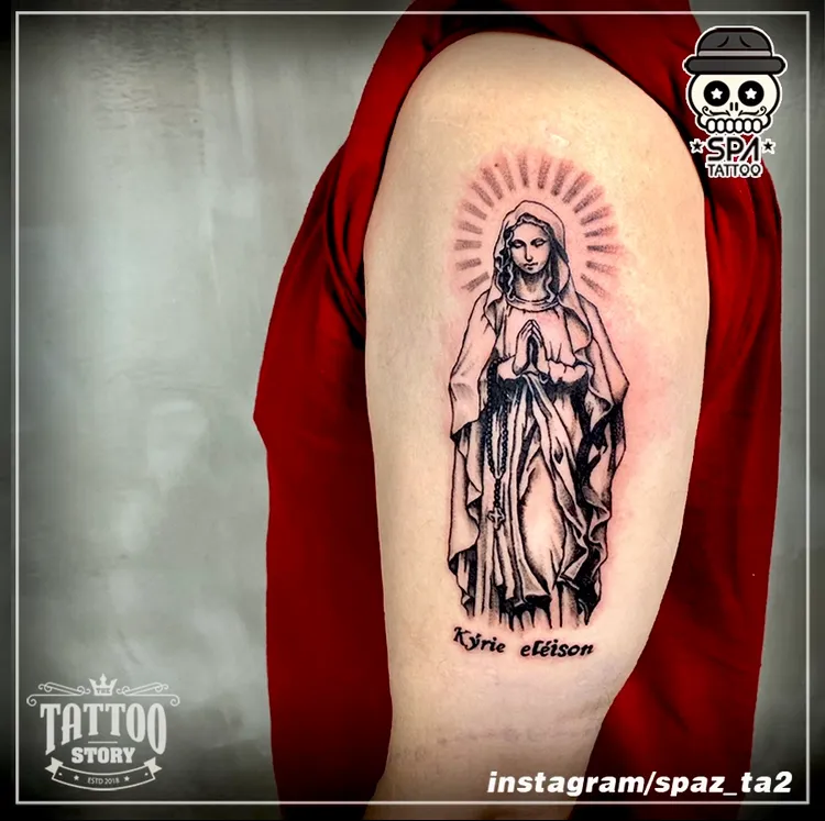 성모 마리아 천주교 타투 - 1