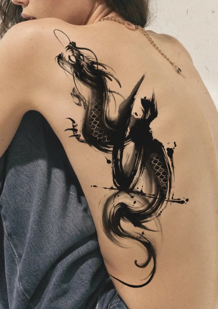 붓터치, 동양화, 용