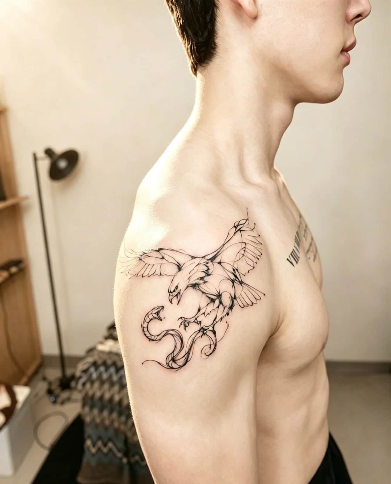 독수리 라인 타투