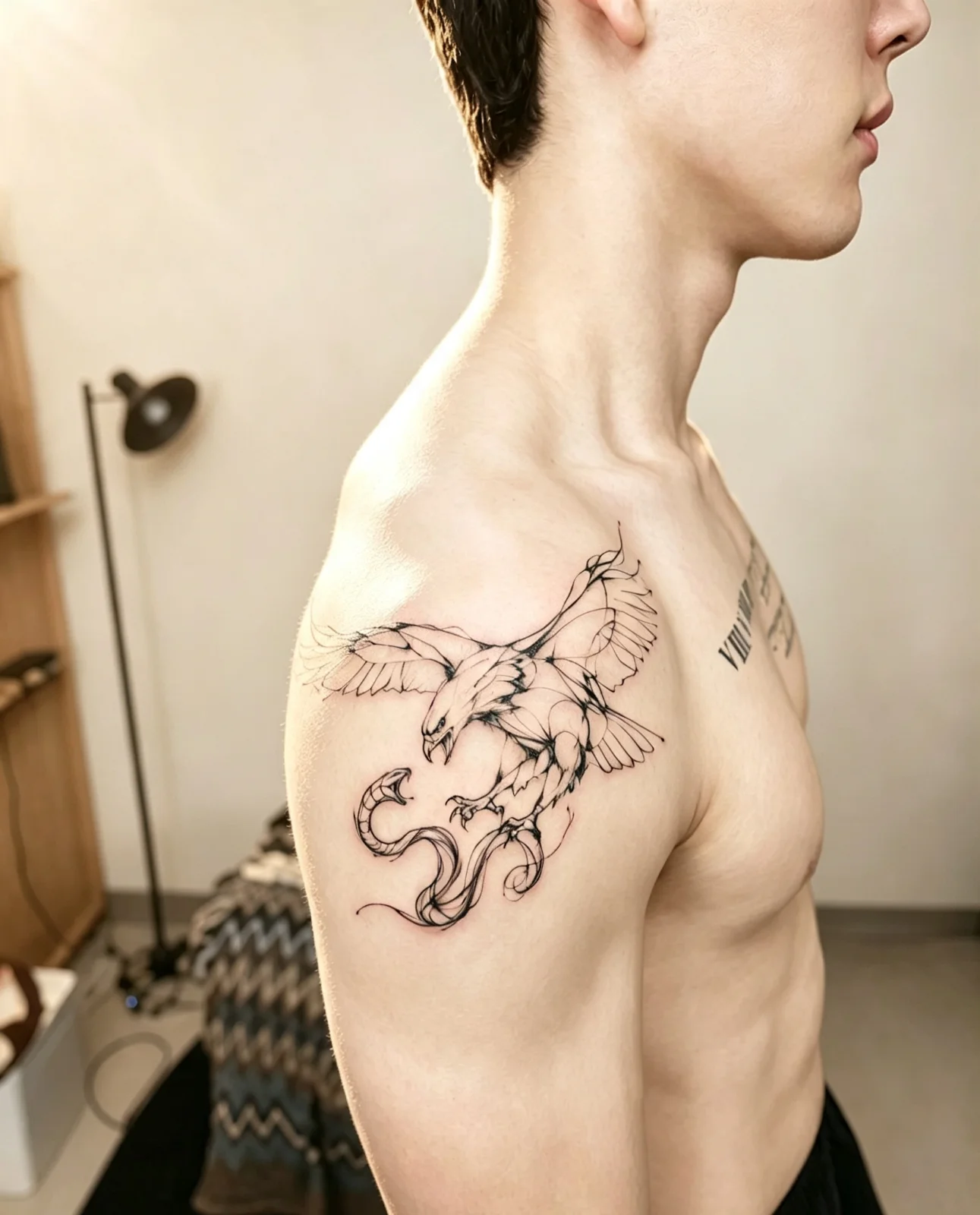 독수리 라인 타투