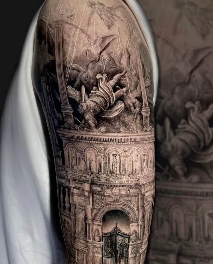 부산타투 서면타투 블랙엔그레이 팔타투